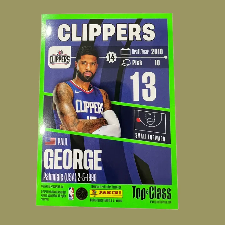 PANINI Los Angeles Clippers, Paul George, General Joe TC Collection, Teca, Player Card, Rare Card Sports Cards 1 Pc-5