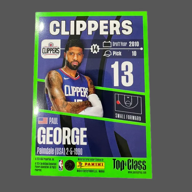PANINI Los Angeles Clippers, Paul George, General Joe TC Collection, Teca, Player Card, Rare Card Sports Cards 1 Pc-4