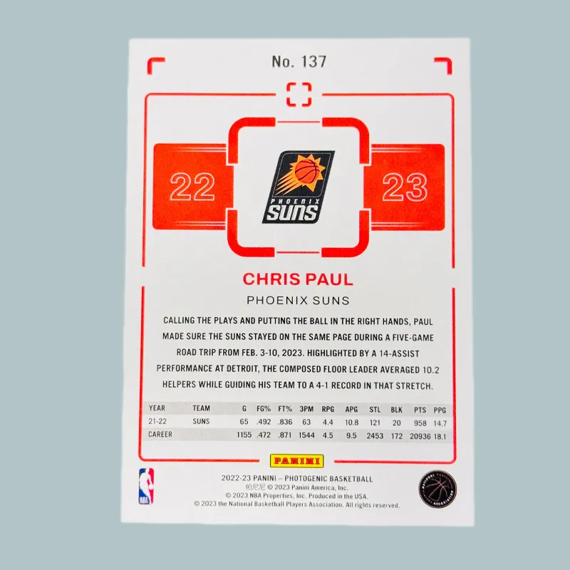 PANINI Chris Paul Suns Team On Court Collection Classic Selection Base Teca Pass Condition Sports Cards 1 Pc-2
