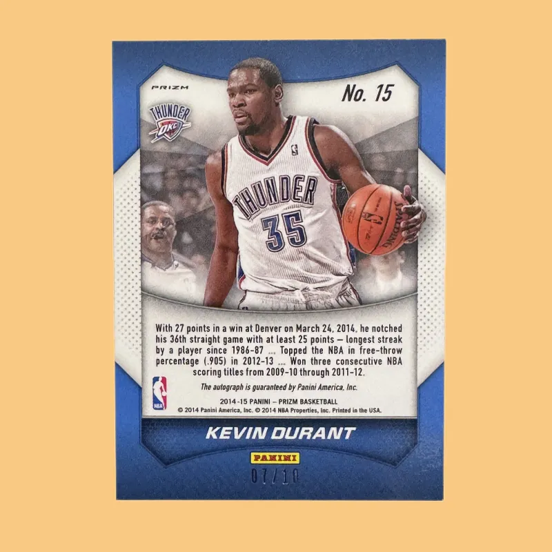PANINI 2014 15 Prizm KD Gold Refractor 10 Parallel Same Back Signature Card Holographic Card Sports Cards 1 Pc-2