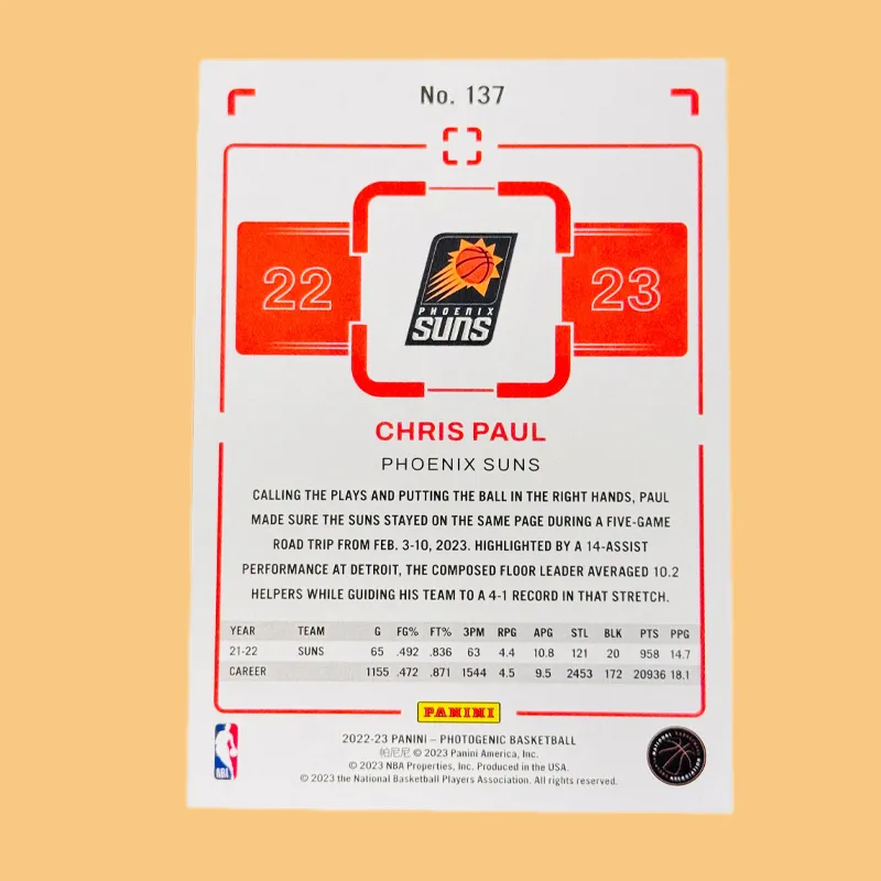 PANINI Chris Paul Suns Team On Court Collection Classic Selection Base Teca Pass Condition Sports Cards 1 Pc-3