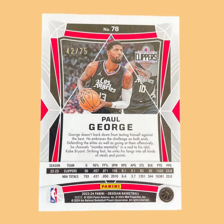PANINI 2023 24 Clippers Paul George Pickles 42/75 Red And Green Fold Refraction Star Card Pass Sports Cards 1 Pc-2