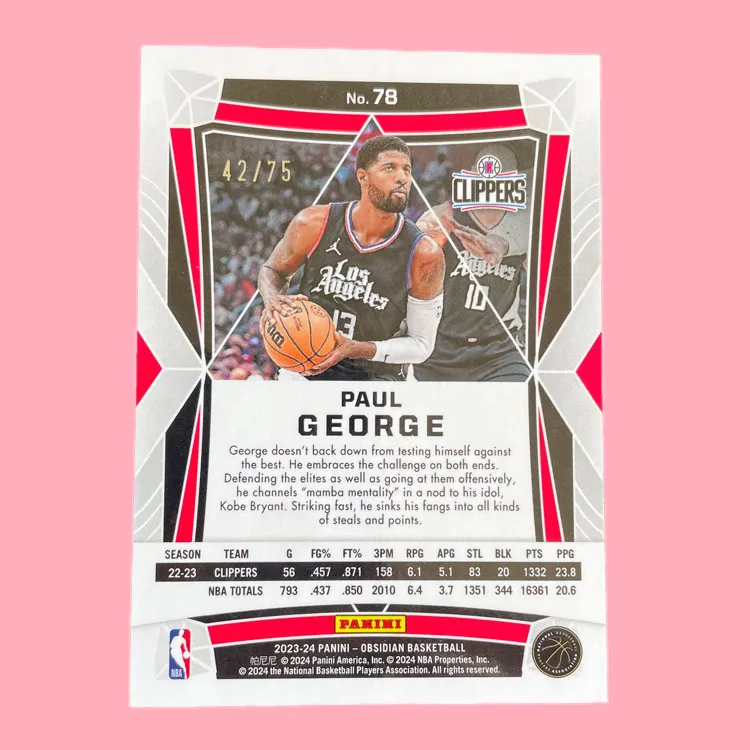 PANINI 2023 24 Clippers Paul George Pickles 42/75 Red And Green Fold Refraction Star Card Pass Sports Cards 1 Pc-3