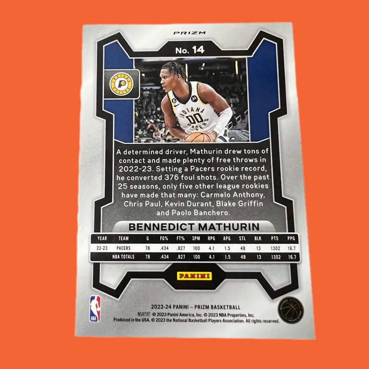 PANINI Pacers Team Mathurin Matherin Prizm Collection Red Crush Player Card Rare Card Sports Cards 1 Pc-2