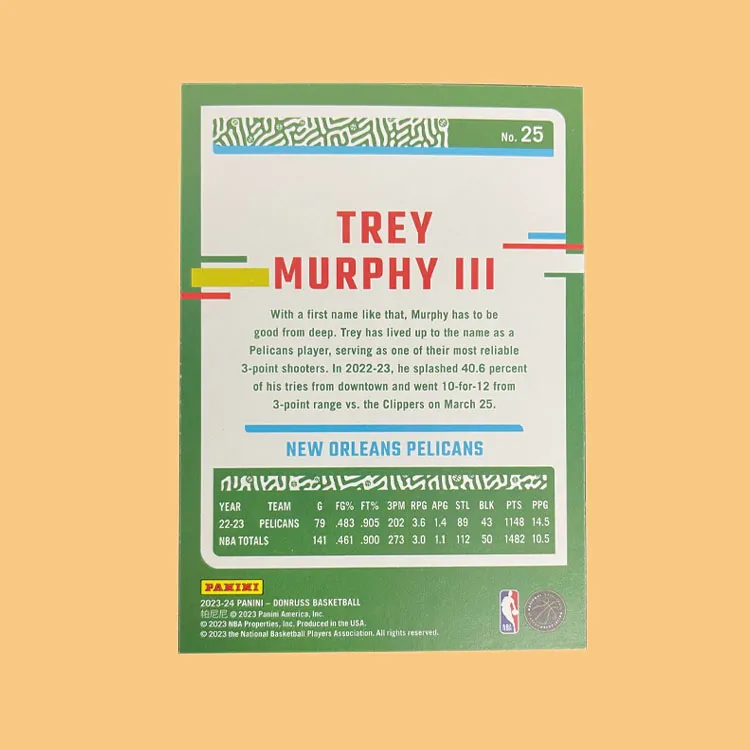 PANINI 2023 24 Durex Pelicans Trey Murphy III 25/88 Red Fireworks Refraction Same Back Star Card Pass Sports Cards 1 Pc-2