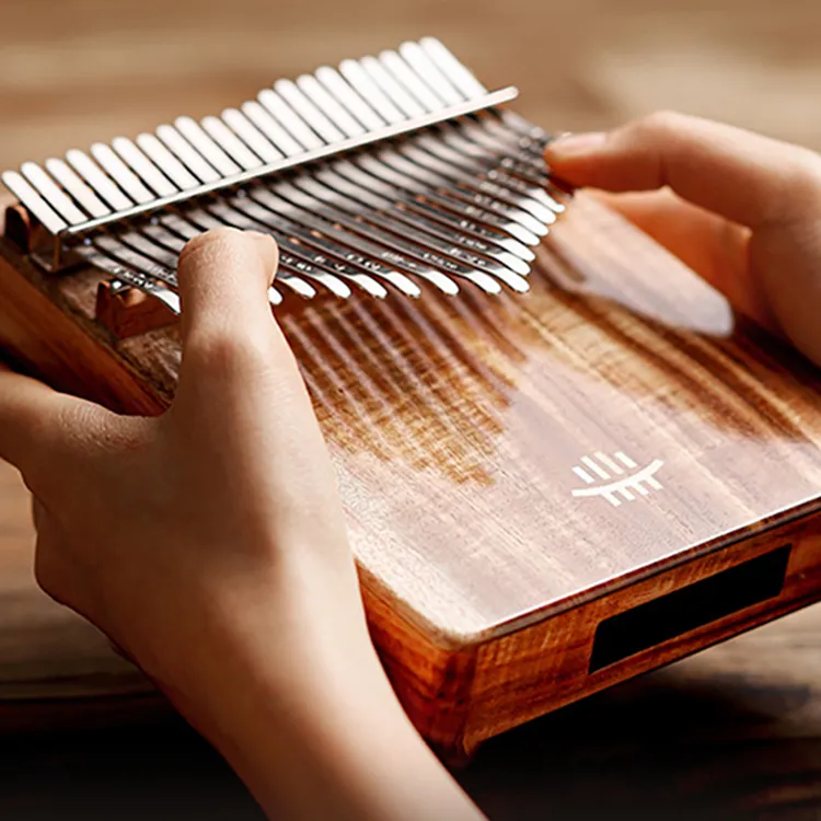 Hluru Bottom Hole Kalimba 17 Tone/21 Tone, Solid Wood Single Snowboard Material Thumb Piano-2