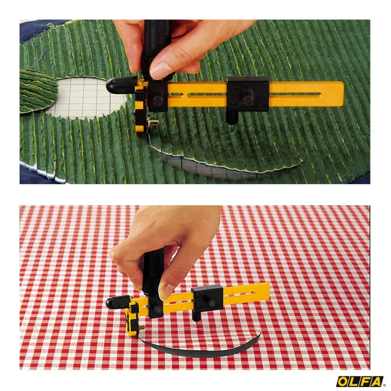 OLFA Rotating Compass Knife, Circle Cutter, Yellow Paper Cutter-3