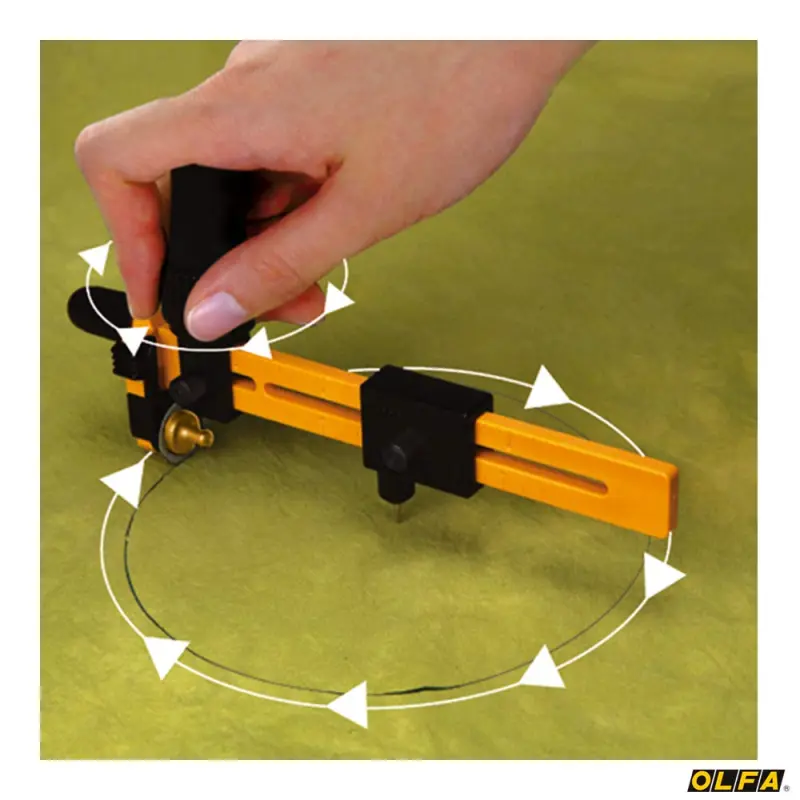 OLFA Rotating Compass Knife, Circle Cutter, Yellow Paper Cutter-2
