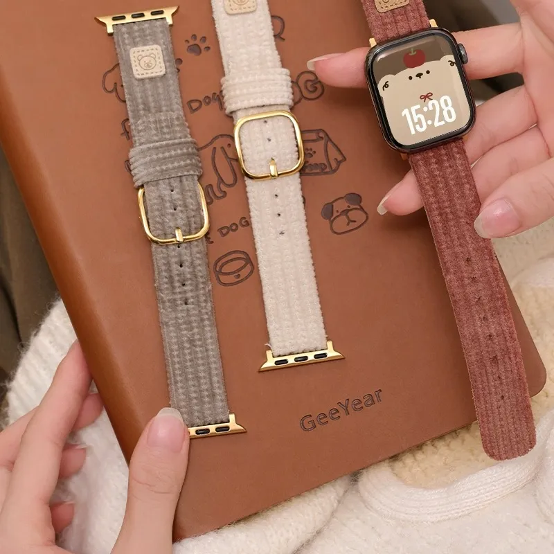 CHENSONG Watch Bands Compatible With All Devices 203mm Corduroy Material-2