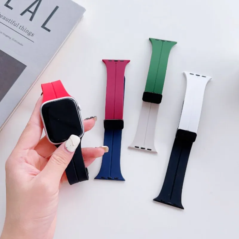 QIZHENG Watch Band Apple Compatibility 45mm Silicone Material-2