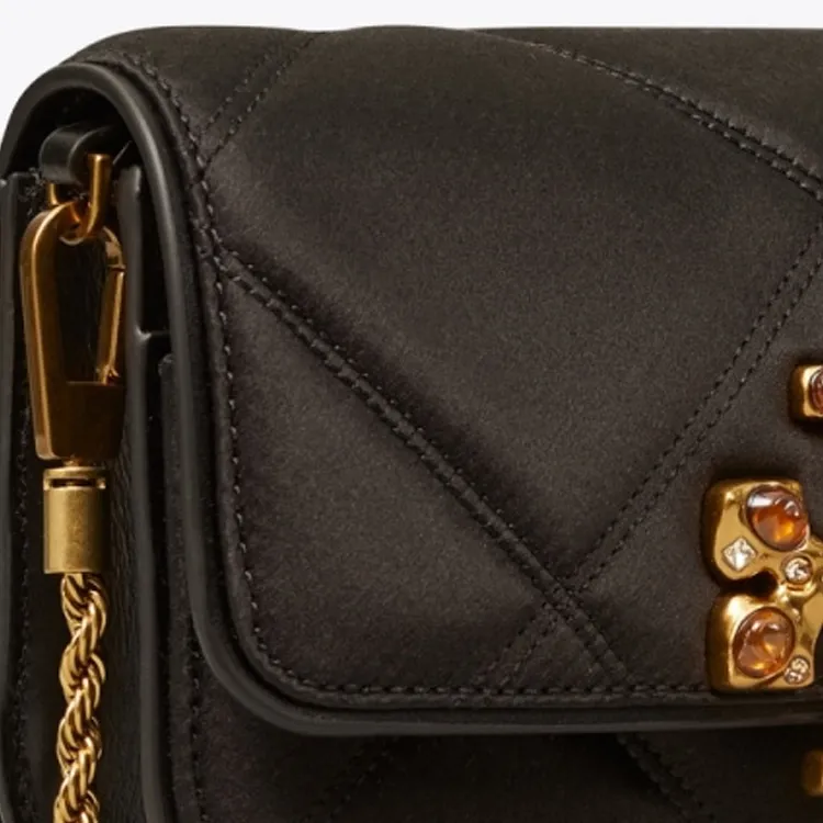 TORY BURCH Eleanor Leather Cell Phone Pouch, Card Holder, Crossbody Bag Women's Black-4