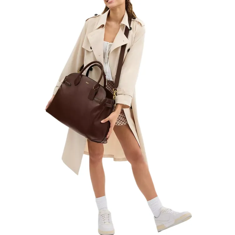 COACH Empire Natural Grain Leather Shoulder Bag, Crossbody Bag, Handbag Large Size Women's Brass With Maple-5