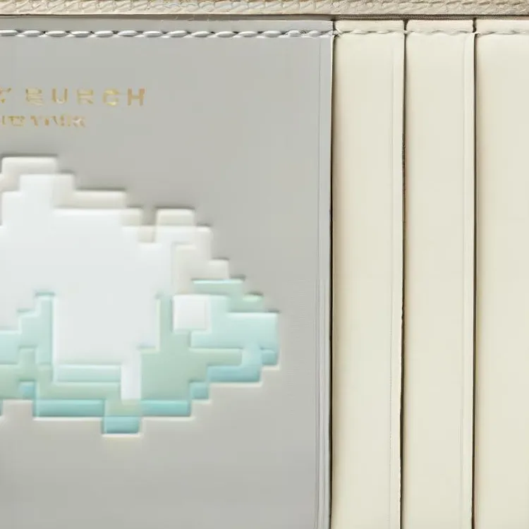 TORY BURCH Cow Leather Wallets Card Holders Mini Unisex Mist Gray-4