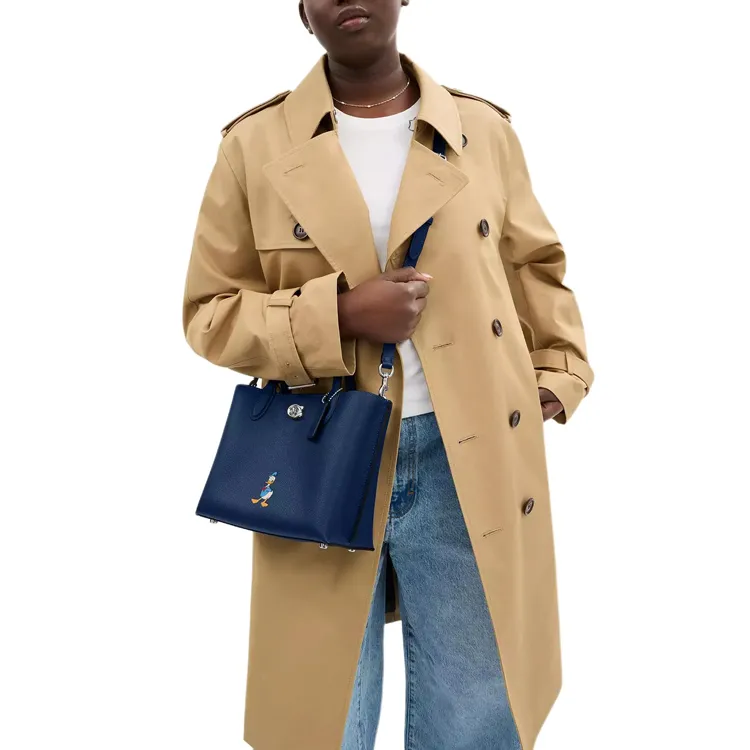 COACH Disney Collaboration Willow Pebble Leather Tote Bag, Shopping Bag, Handbag Medium Size Women's Dark Blue-4