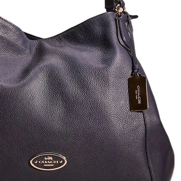 COACH Edie Pebbled Leather Handbag, Shoulder Bag Tubas Women's Dark Blue-2
