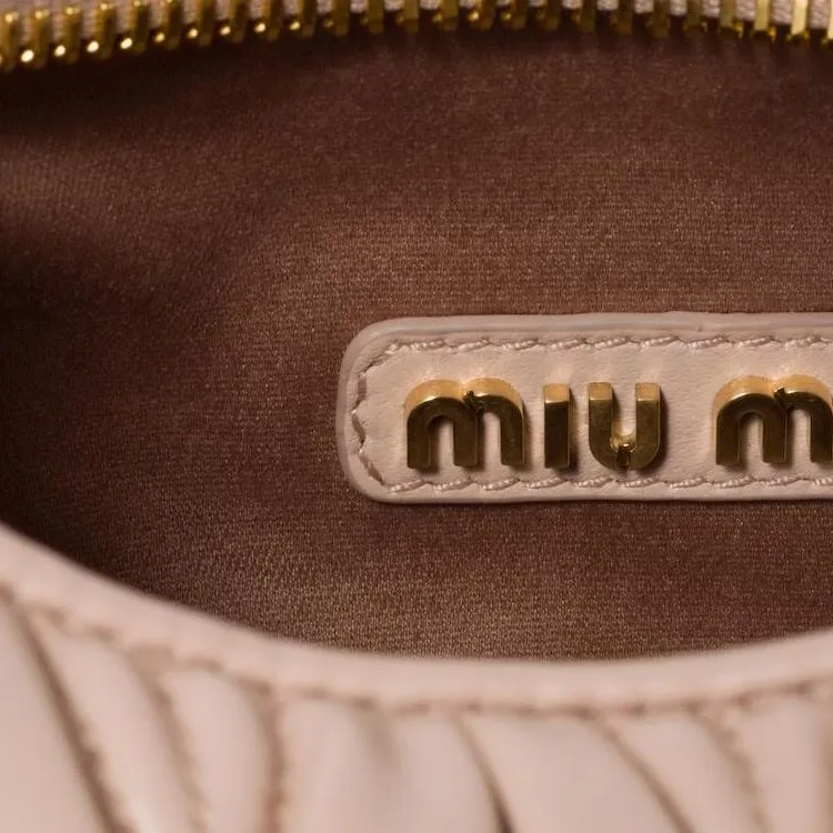 MIU MIU Wander Series Lambskin Crescent Bag Handbag Small Size Women's Pink-4