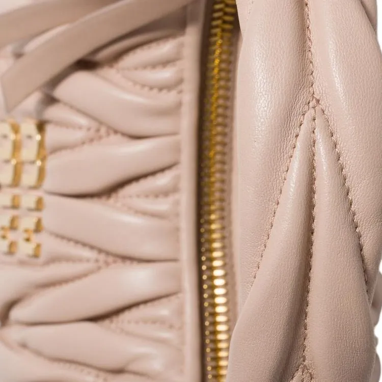 MIU MIU Wander Series Lambskin Crescent Bag Handbag Small Size Women's Pink-3