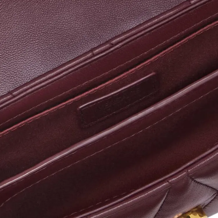 FANSIZHE Kleio Lambskin Quilting Crossbody Bag, Shoulder Bag Mini Women's Burgundy-4