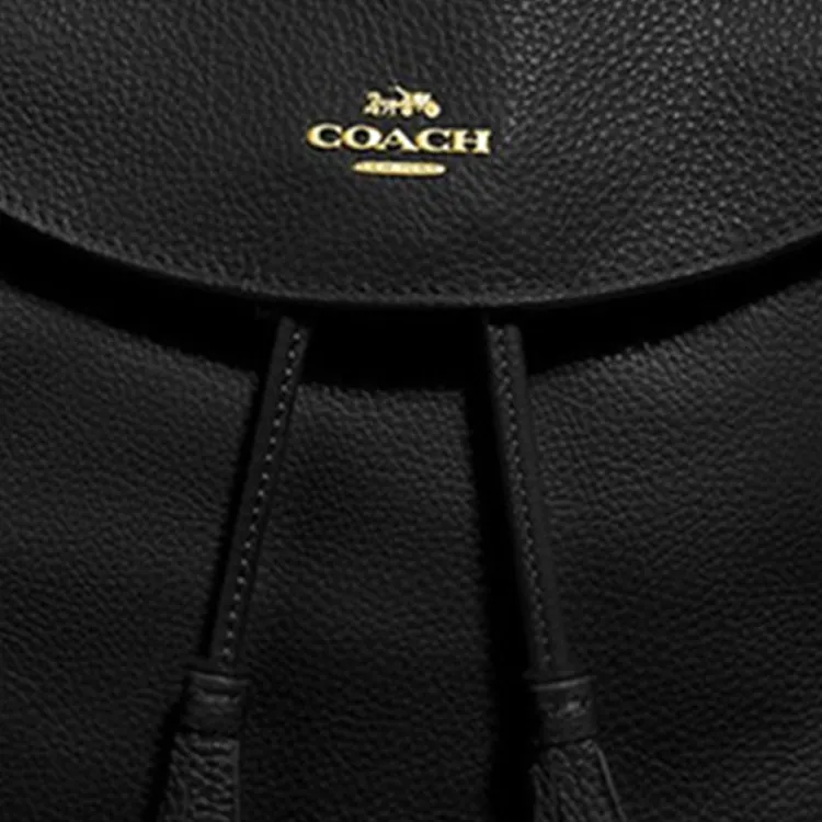 COACH Elle Litchi Grain Leather Backpack Medium Size Women's Black-4