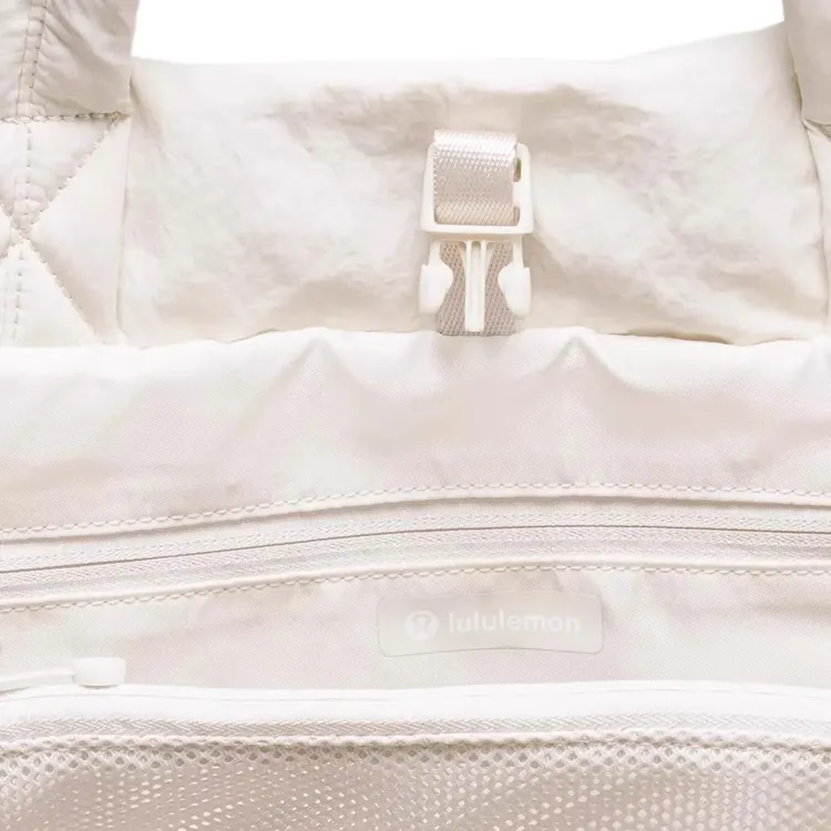 Lululemon Nylon Tote Bag Shopping Bag Shoulder Bag Crossbody Bag Handbag Unisex Light Ivory White-3