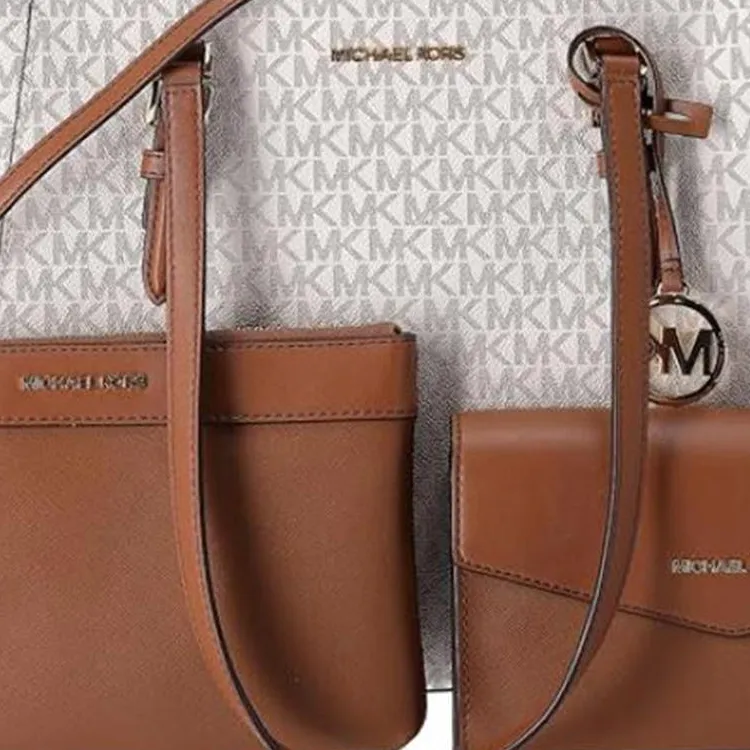 MICHAEL KORS Charlotte Leather Triple Function Tote Bag, Shopping Bag, Shoulder Bag Tubas Women's Vanilla-4