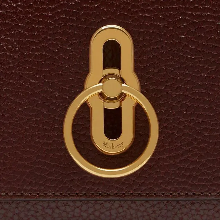 Mulberry Grain Cow Leather Shoulder Bag, Crossbody Bag Trumpets Women's Burgundy-4