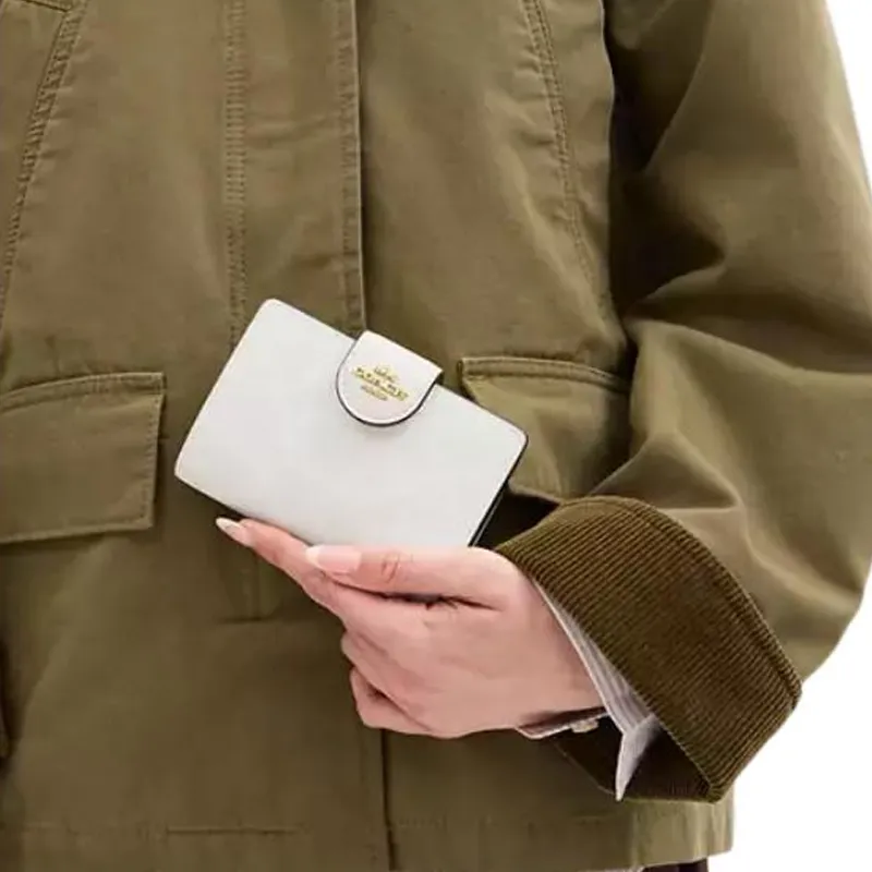 COACH Corner ZipSignature Coated Canvas Wallet Medium Size Women's White-2