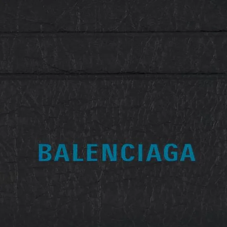 Balenciaga Calfskin Card Holder Card Holder Men's Black & Sky Blue-3