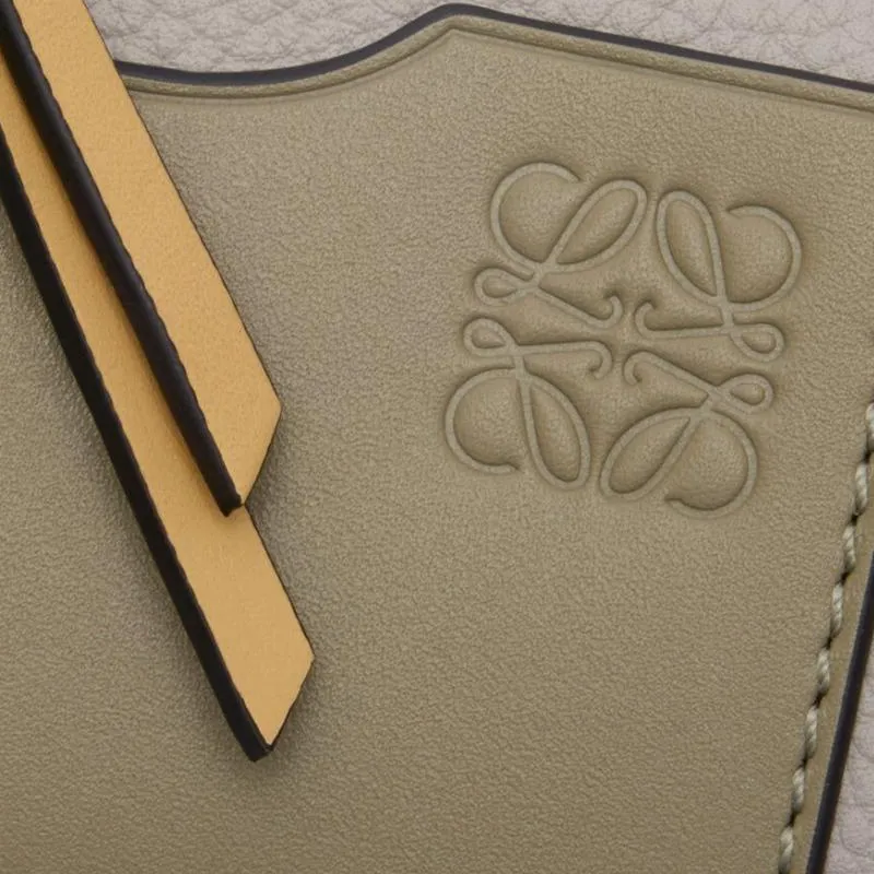 LOEWE Cow Leather Card Holder Women's Gray & Green-3