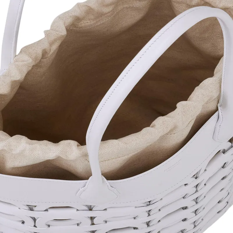 FERRAGAMO GANCINI Cow Leather Tote Bag Shopping Bag Shoulder Bags Small Size Women's White-4