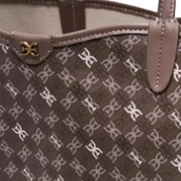 SAM EDELMAN Fabric Tote Bag, Shopping Bag, Shoulder Bag Large Size Women's Black/Brown-5