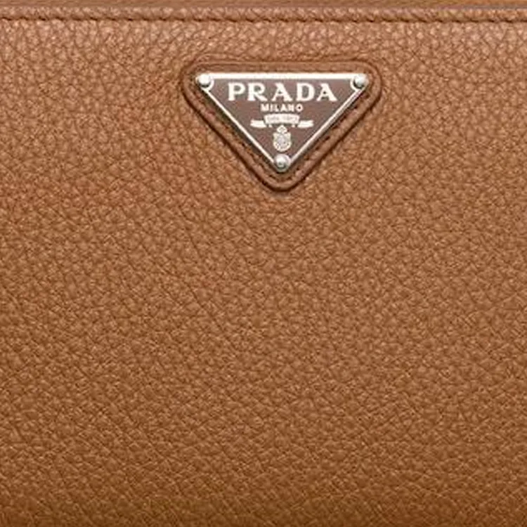 PRADA Vitello Dino Cow Leather Wallet Women's Brandy Brown-4