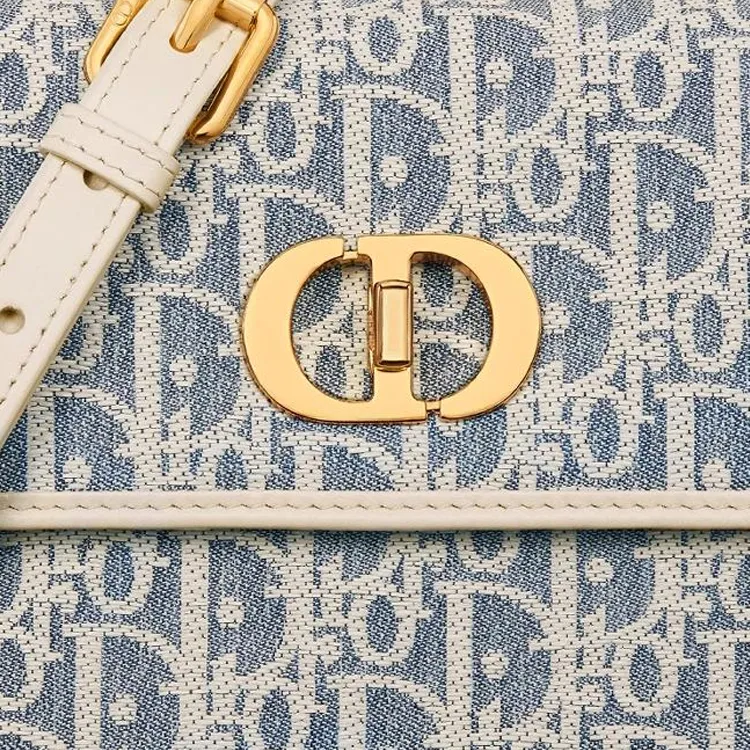 DIOR Miss Caro Cotton Crossbody Bag, Shoulder Bag Mini Women's Blue & White-5