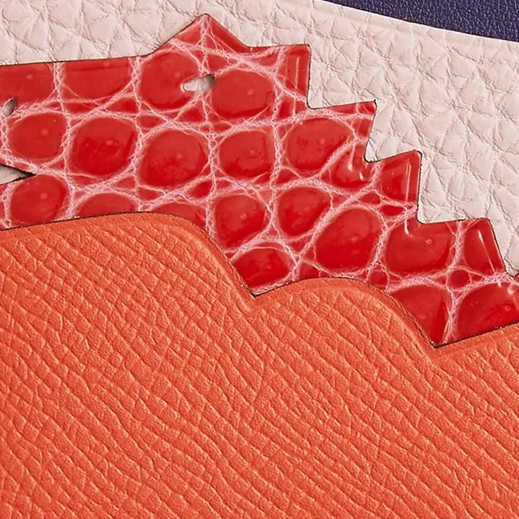 HERMES Porosus Calfskin Card Holder Women's Orange & Red-2