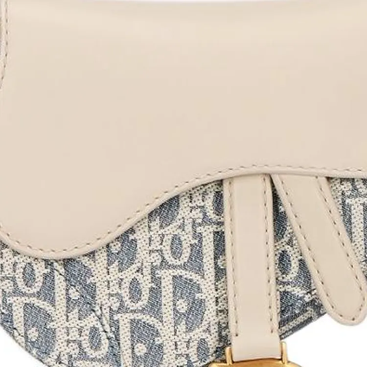 DIOR Saddle Denim Oblique Saddle Bag Crossbody Bag, Shoulder Bag Mini Women's Blue & Beige-5