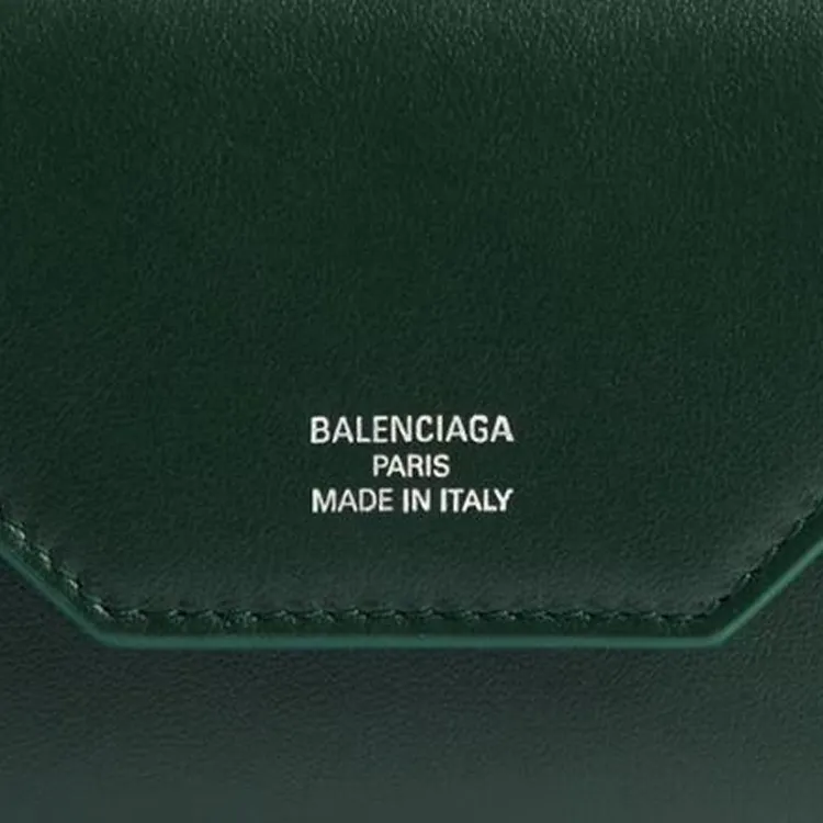 Balenciaga Smooth Calf Leather Key Pouch Women's Dark Green-3