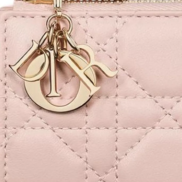 DIOR Lady Dior Lambskin Key Pouch Women's Pink-4