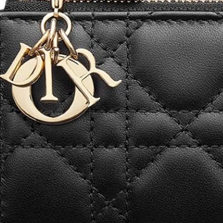 DIOR Lady Dior Lambskin Key Pouch Women's Black-4