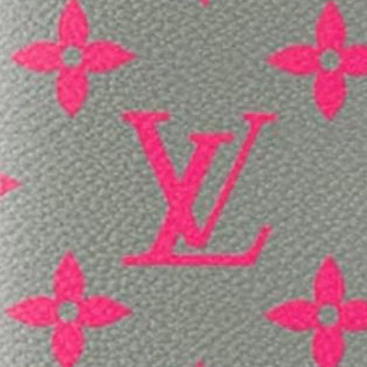 LOUIS VUITTON Monogram Glow Coated Canvas Card Holder Men's Gray & Pink-4