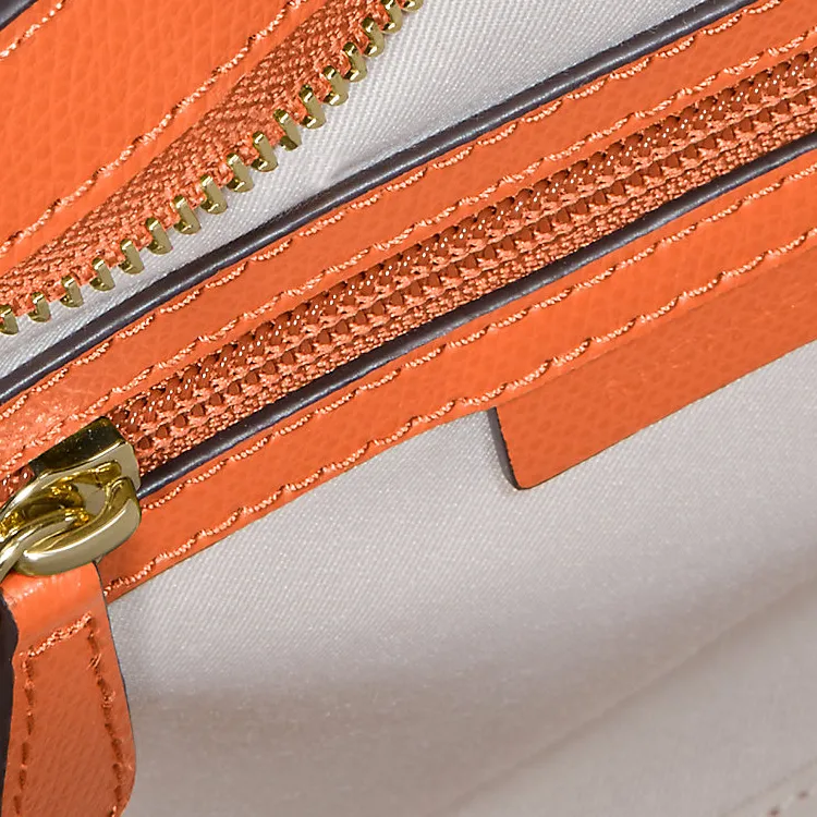 MICHAEL KORS TARYN Cotton Shoulder Bag, Crossbody Bag, Handbag Trumpets Women's Beige & Orange-3