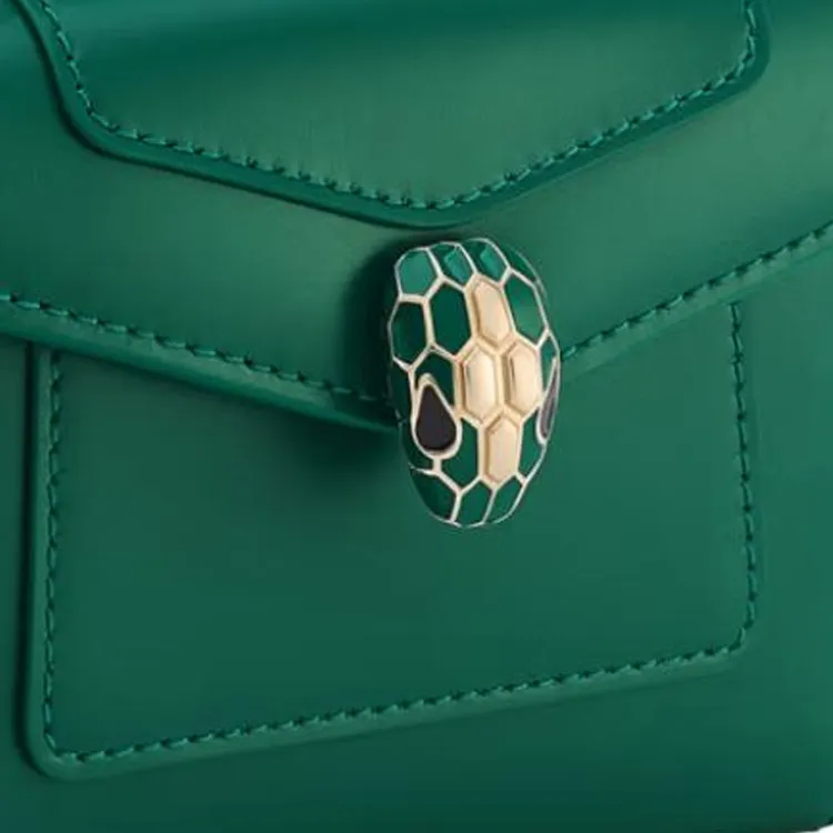 BVLGARI Serpenti Forever Calfskin Wallet Women's Green & Purple-3