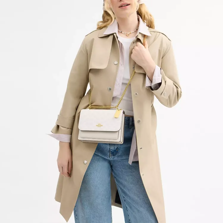 COACH Klare Signature Coated Canvas Crossbody Bag, Shoulder Bag Trumpets Women's White & Beige-5