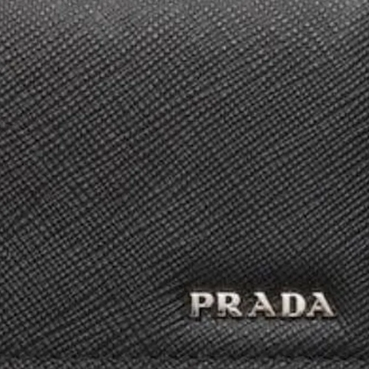PRADA Saffiano Calfskin Card Holder Unisex Black & Blue-4
