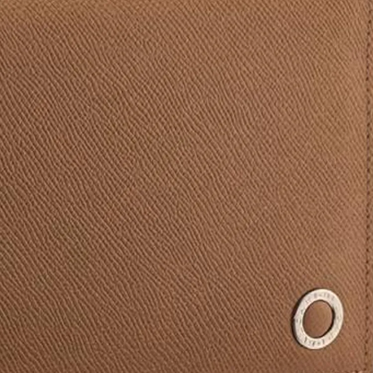 BVLGARI Calfskin Wallet Tubas Men's Brown-3