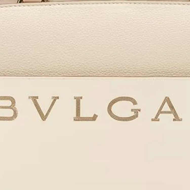 BVLGARI Calfskin Tote Bag, Shopping Bag, Shoulder Bag, Crossbody Bag, Handbag Medium Size Women's Ivory White-4