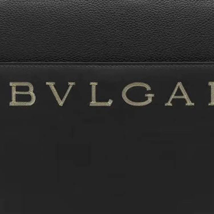 BVLGARI Calfskin Tote Bag, Shopping Bag, Shoulder Bag, Crossbody Bag, Handbag Medium Size Women's Black-4