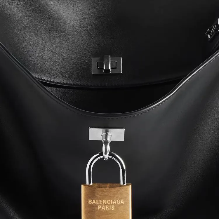 Balenciaga Automobili Lamborghini Collaboration Rodeo Calfskin Shoulder Bag, Crossbody Bag, Handbag Tubas Men's Black-4