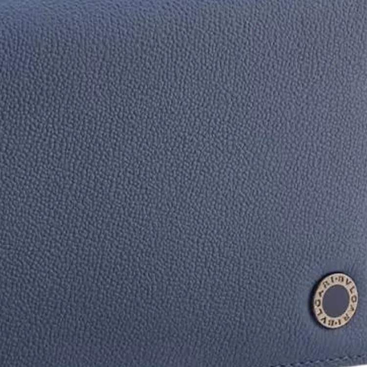 BVLGARI Calfskin Wallet Tubas Men's Blue & Green-3