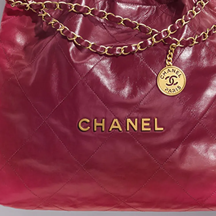 CHANEL 22Bag Calfskin Handbag Regular Women's Red/Dark Red-4