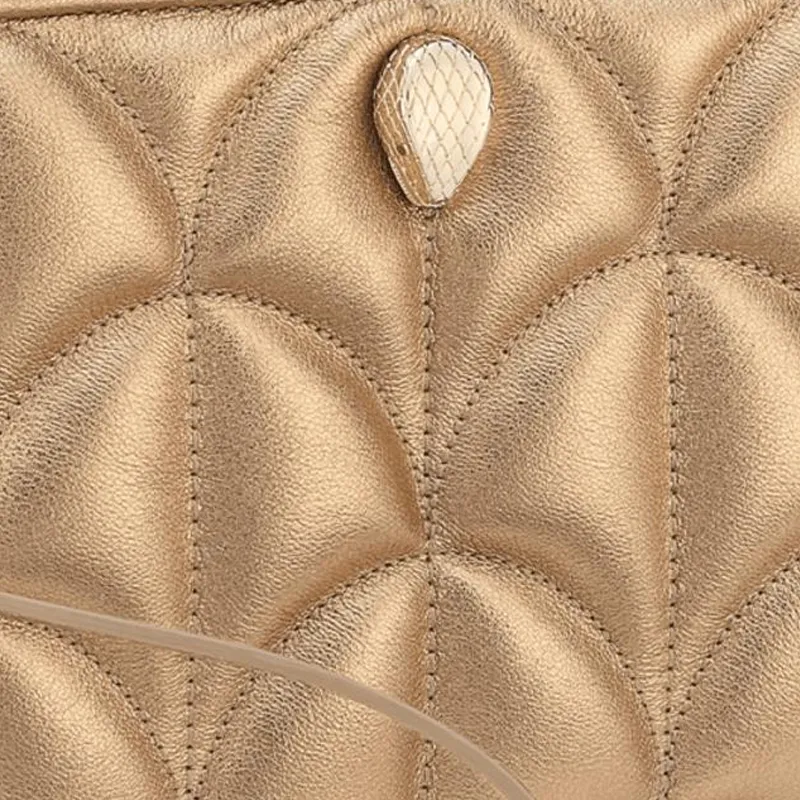 BVLGARI Calfskin Clutch Women's Gold-3